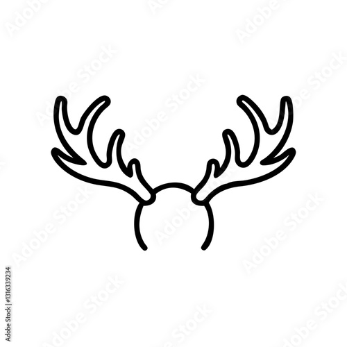 moose-antlers icon in black outline, modern design 