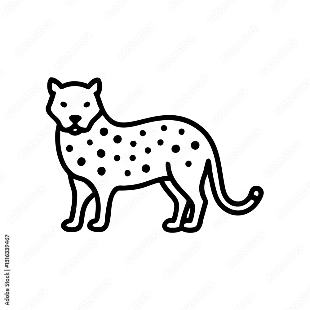 Fototapeta premium jaguar icon standing with a confident pose, black outline, modern design
