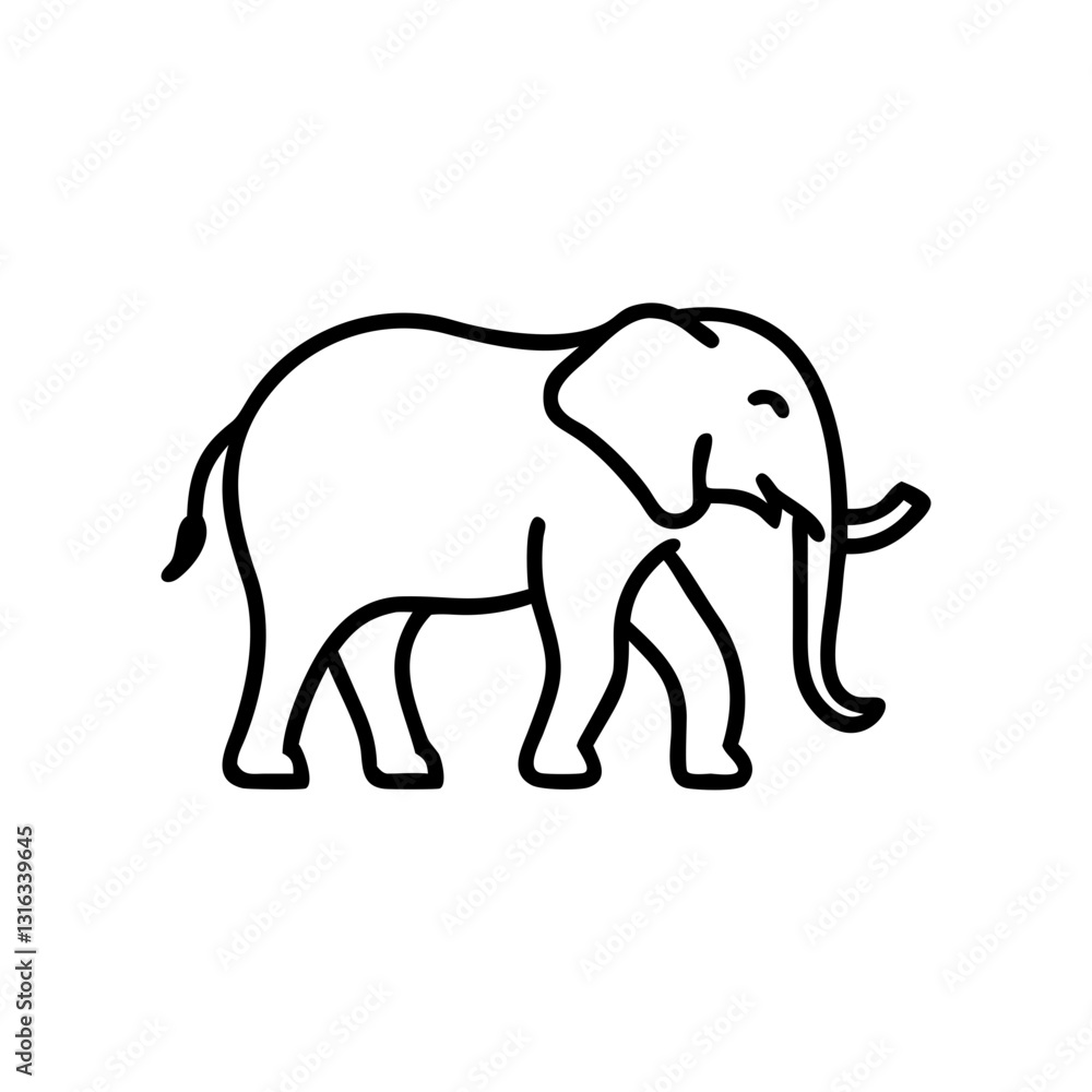 Fototapeta premium elephant-silhouette icon, black outline, modern design