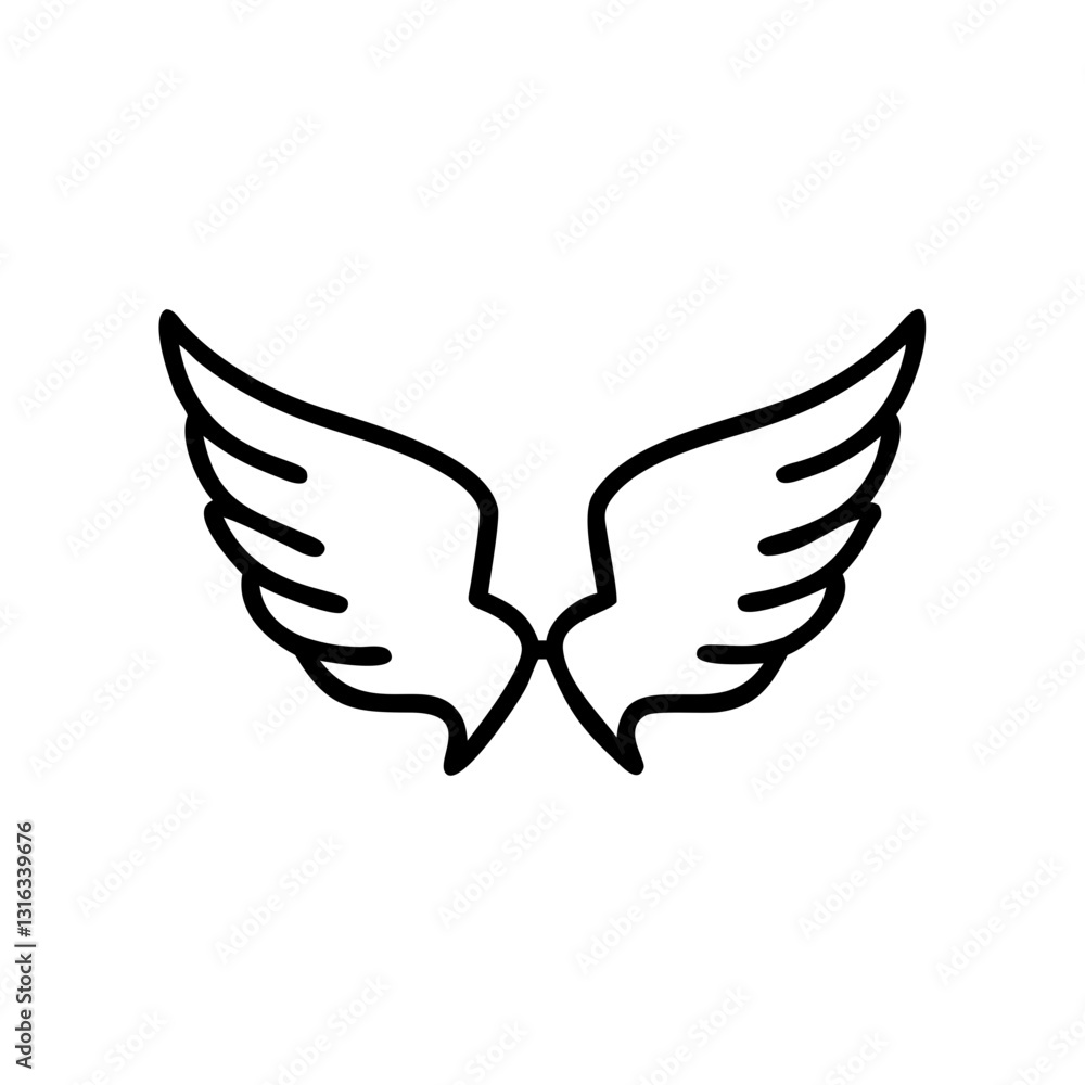 Fototapeta premium eagle-wings icon in black outline, modern design representing freedom and flight