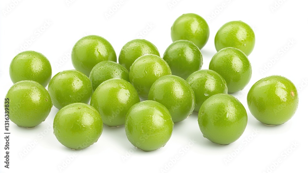 Fresh Green Grapes Gathered Together on a White Surface with Moisture Drops Highlighting Their Vibrant Color and Juicy Texture Fresh Green Grapes Gathered Together on a White Surface with Moisture Drops Highlighting Their Vibrant Color and Juicy Texture