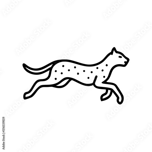 Cheetah icon running swiftly in motion, black outline, modern design