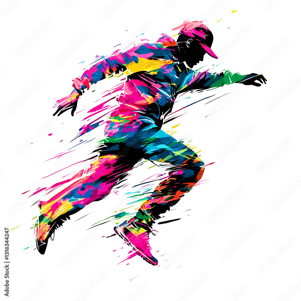 Obraz premium Street dance pose elements, graffiti, colorful, trendy, free clipping material