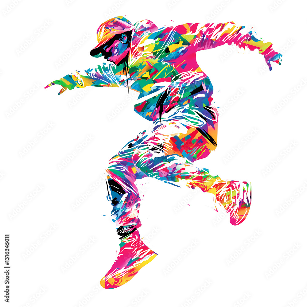 Obraz premium Street dance pose elements, graffiti, colorful, trendy, free clipping material