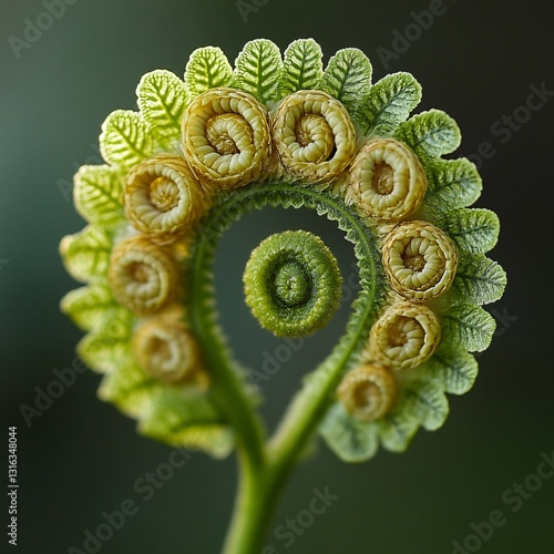 A close-up of a fern s curled fronds and natural symmetry photo