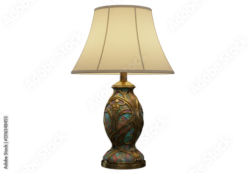Isolated Art Nouveau Table Lamp with Floral Design