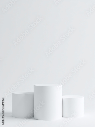A Realistic White Podium Is Isolated On A Transparent Background With Victory Award Pedestals For First, Second, And Third Place Winners.