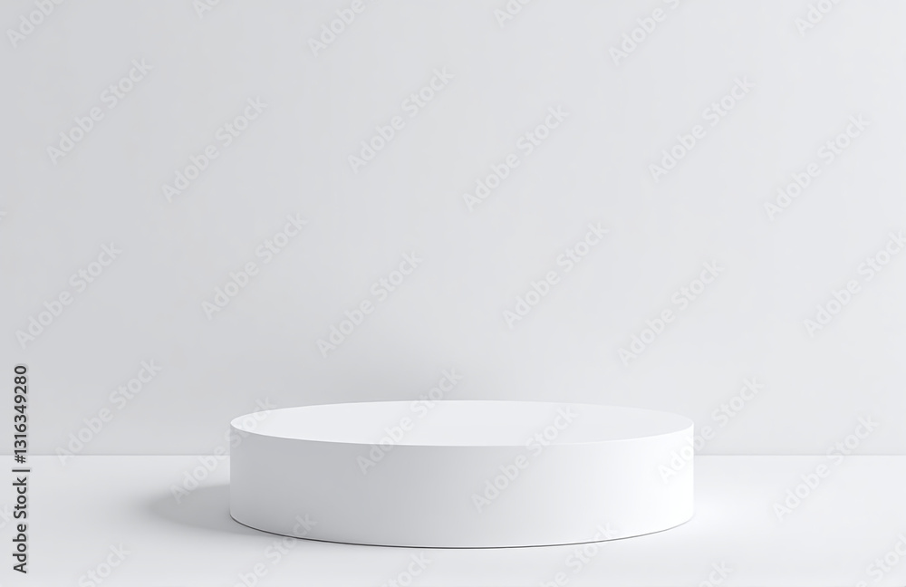 A Realistic Model Of A White Pedestal Stand As An Empty Podium For Products To Be Displayed On. A Realistic Model Of A White Pedestal Stand As An Empty Podium For Products To Be Displayed On.