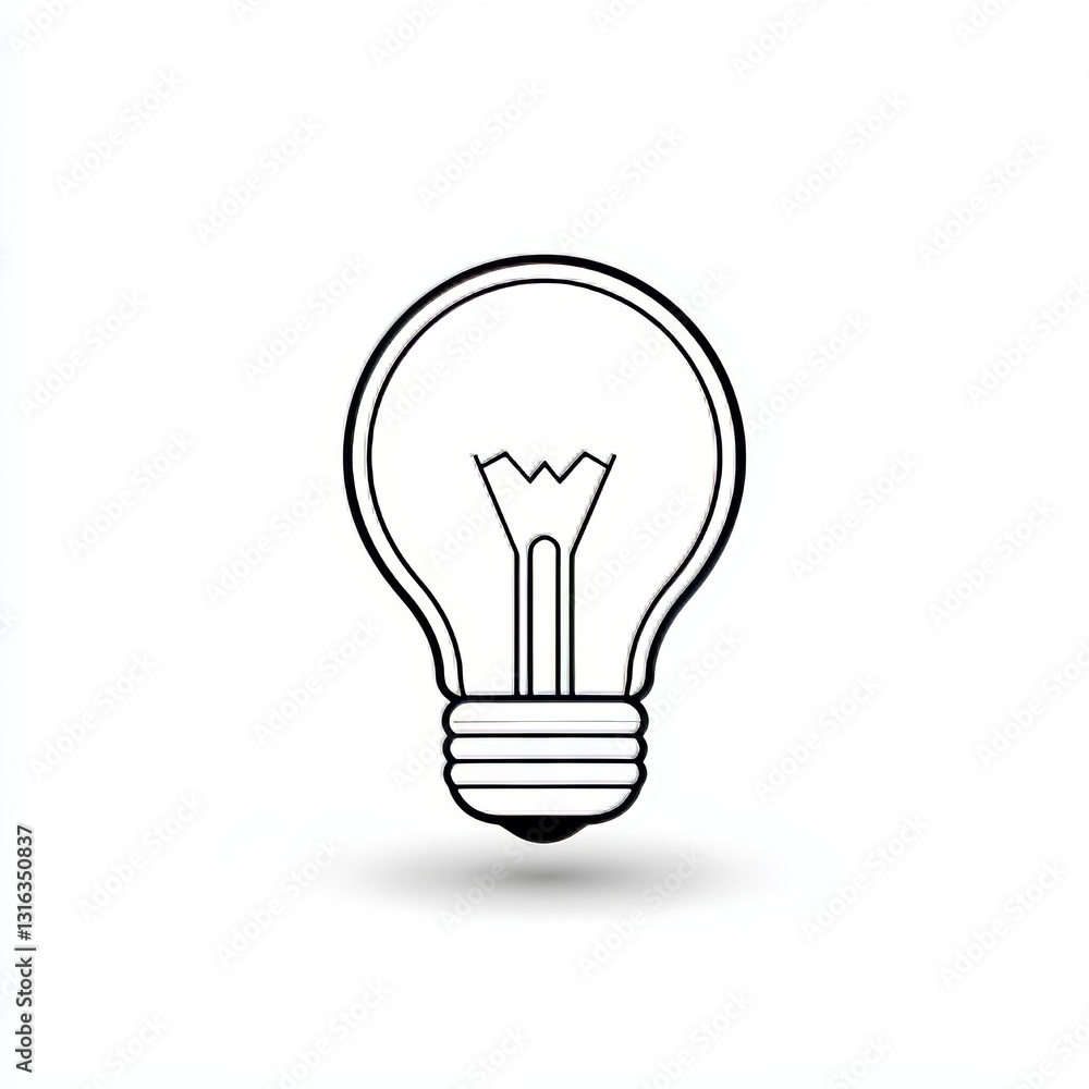 A straightforward depiction of an illuminated light bulb against a white background A straightforward depiction of an illuminated light bulb against a white background