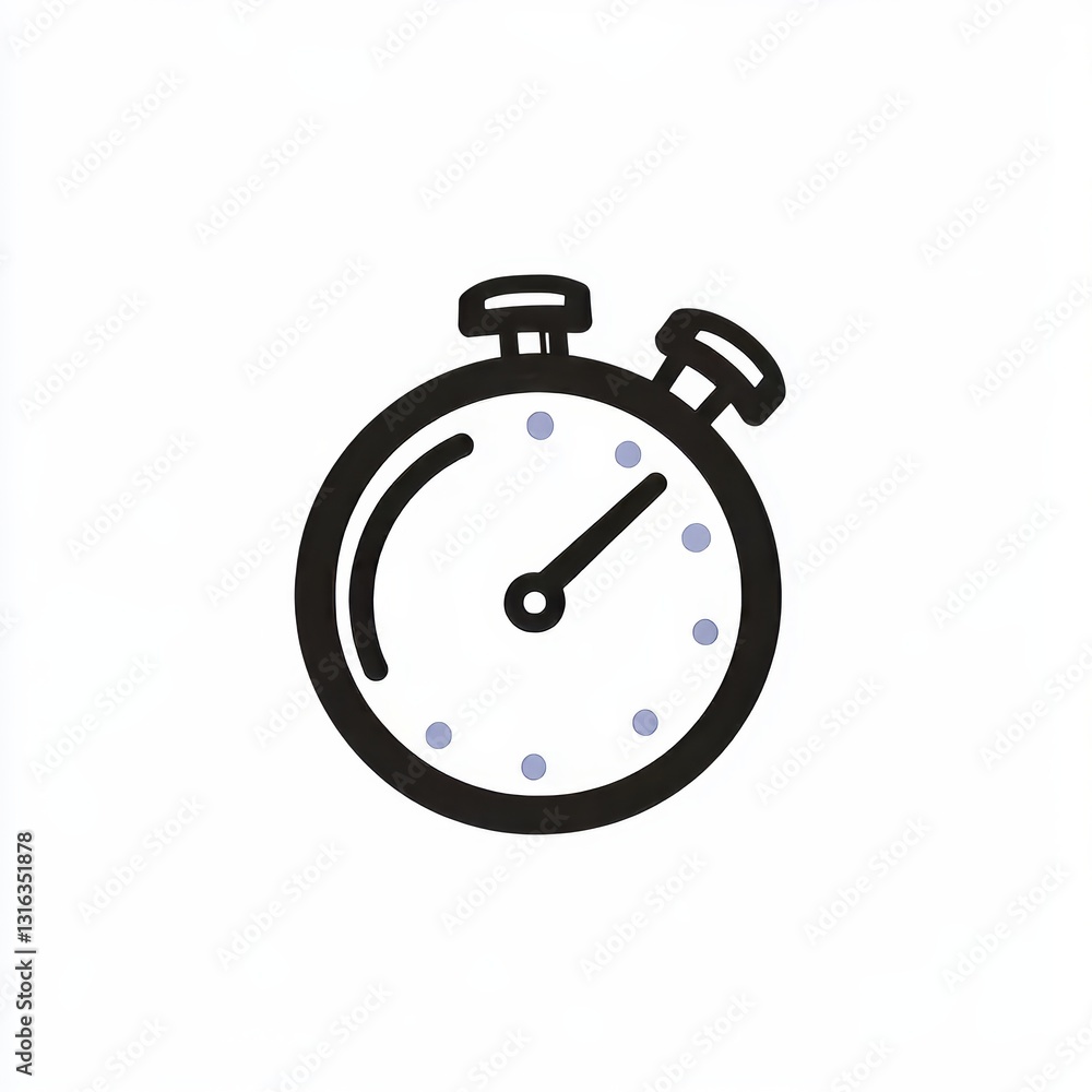 A basic stopwatch icon is visible, counting time as it passes, indicating every moment with simplicity A basic stopwatch icon is visible, counting time as it passes, indicating every moment with simplicity