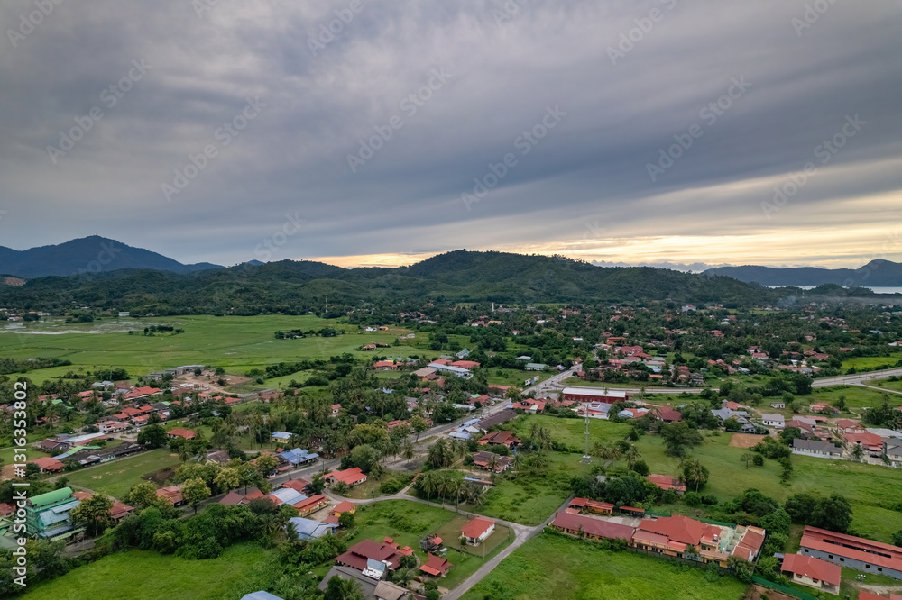 Panoramic view of Langkawi's urban sprawl Panoramic view of Langkawi's urban sprawl