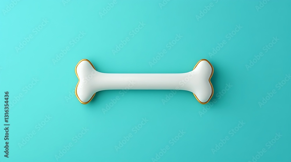 Creamy Bone-Shaped Treat on Teal Background: A 3D Render AI Generated Creamy Bone-Shaped Treat on Teal Background: A 3D Render AI Generated