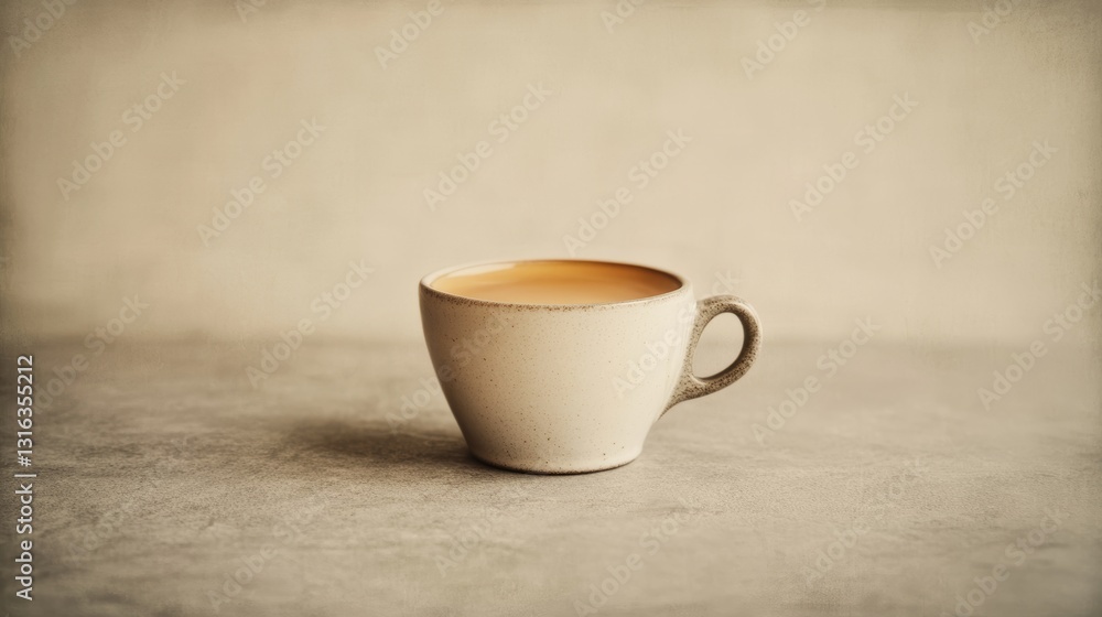 Solitary Coffee Cup on Textured Surface Solitary Coffee Cup on Textured Surface