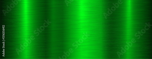 Brushed metal texture background, green shiny lustrous metallic 3d background.