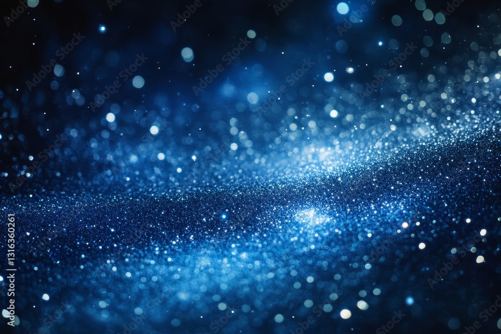 Fototapeta premium Starry night glitter background with silver shimmer and deep gradient