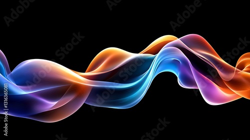 Vibrant Digital Waveform Abstract: A Glowing, Colorful 3D Render AI Generated