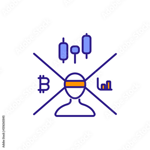 Cognitive Bias: Trading Decision-Making Flaw Prevention Colored Icons.