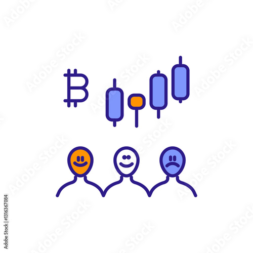 Market Psychology: Collective Sentiment & Behavioral Trend Colored Icons.