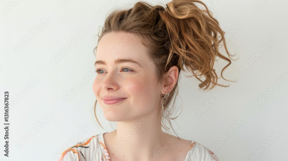 Portrait of a Happy Young Mother Smiling in Daylight with Ultra Sharp Focus and Clean Lines on a White Background Portrait of a Happy Young Mother Smiling in Daylight with Ultra Sharp Focus and Clean Lines on a White Background