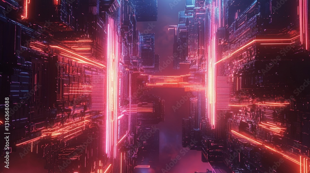 Fototapeta premium Futuristic energy wave device emitting glowing blue oscillating patterns, set in a high-tech laboratory environment with intricate machinery and advanced technology suggesting innovative scientific ex