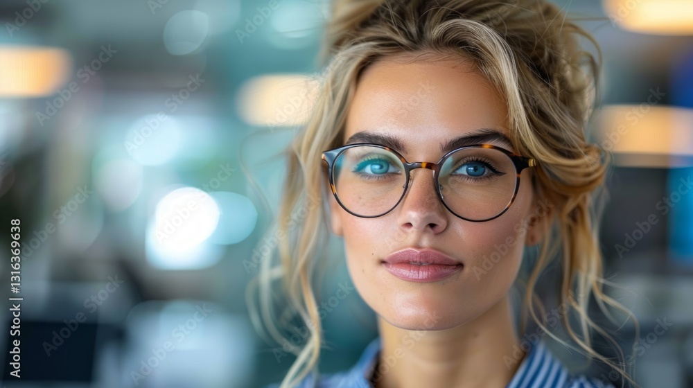 Professional Businesswoman Working in Modern Office Environment Closeup Photography Professional Businesswoman Working in Modern Office Environment Closeup Photography