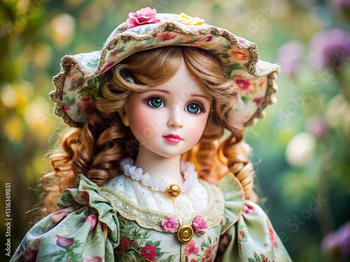 Adorable Porcelain Doll in Vintage Dress, Rule of Thirds Composition