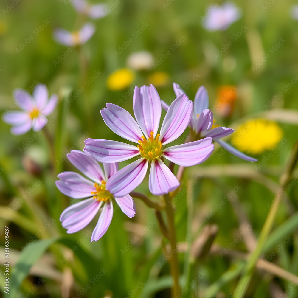 Fototapeta premium Euphrasia alpina flower in meadow, close up