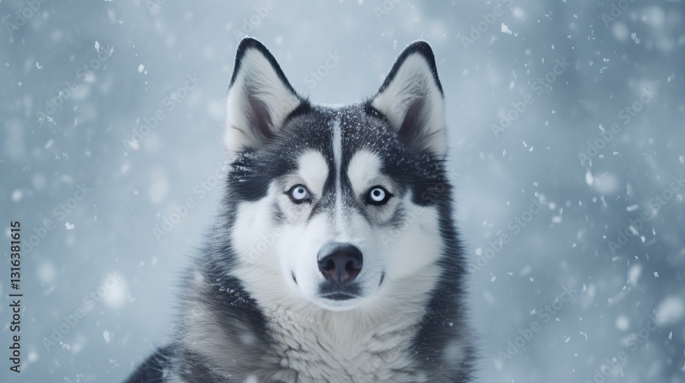 Siberian Husky in a Snowy Landscape: A Captivating Portrait Siberian Husky in a Snowy Landscape: A Captivating Portrait