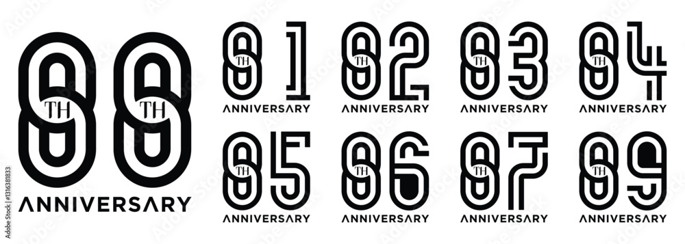 custom made wallpaper toronto digitalAnniversary vector logo design 81 years to 89 years with black color on white background can be used for special moment celebration, birthday, greeting