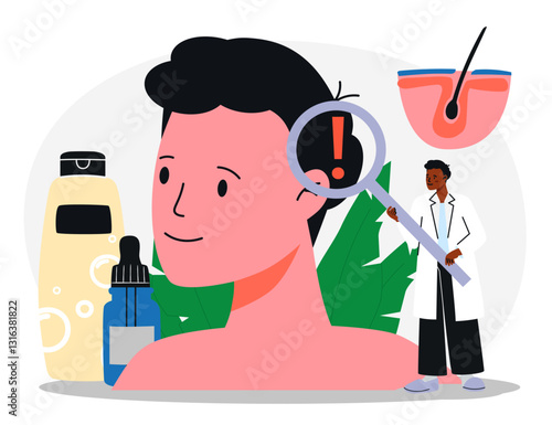 Alopecia and Hair Loss Treatment Scene with Doctor