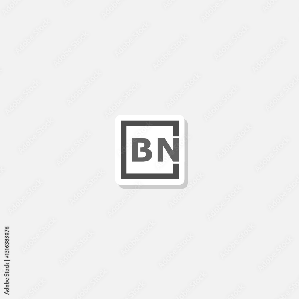 BN logo sticker isolated on gray background BN logo sticker isolated on gray background