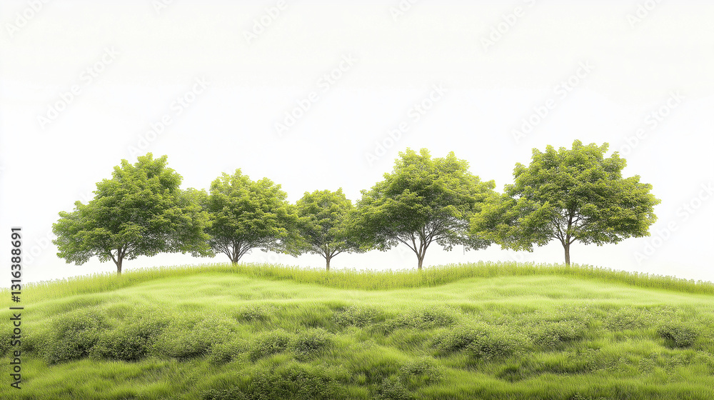 Obraz premium Serene Green Hills and Trees Landscape