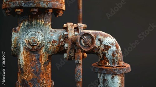 Obraz na płótnie A close-up of a rusty, unused water pump, set against a solid background. w salonie