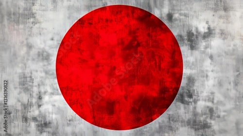 Red Grunge Circle on Gray 