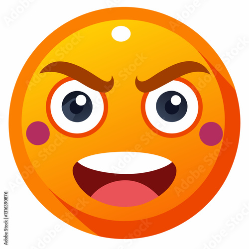 Emoticon bitter expression with angry eyes and cheerful mouth