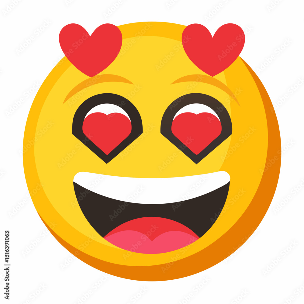 Emoticon loving expression with hearts and joyful smile Emoticon loving expression with hearts and joyful smile