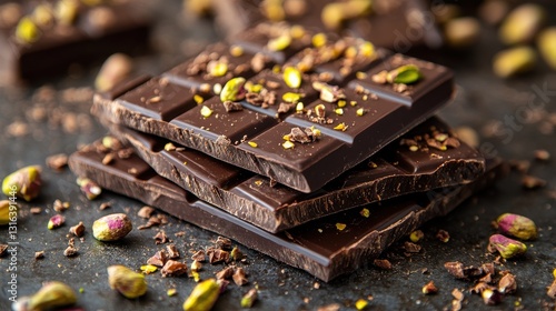 A home-crafted masterpiece of dark chocolate, studded with vibrant pistachios, creating a delightful textural and flavor explosion on the palate.