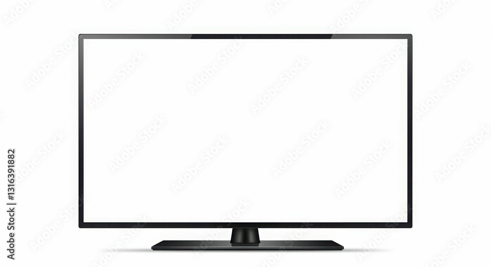 Blank flat-screen television display against white background Blank flat-screen television display against white background