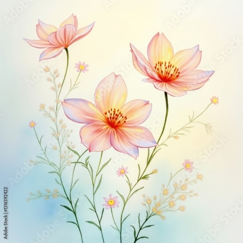 Floral background with flowers, flower, floral, vector, nature, pattern, leaf, design, illustration, summer, spring, art, plant, decoration, pink, wallpaper, flowers, blossom, bouquet, card, seamless,