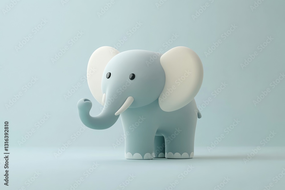 A 3d animal cute cartoon elephant with big ears stands facing the camera A 3d animal cute cartoon elephant with big ears stands facing the camera