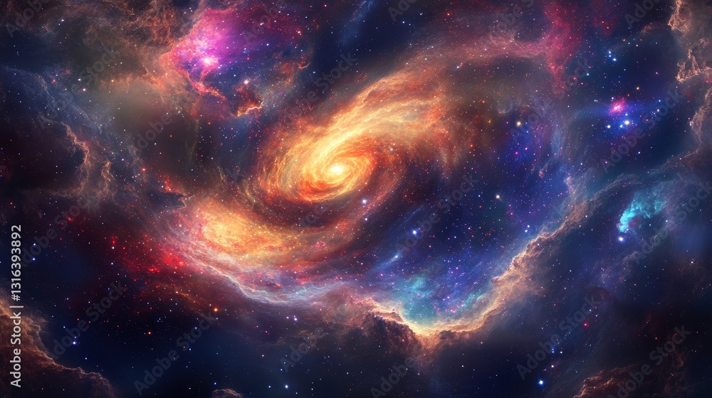 Celestial Nebula: Swirling Galaxy with Constellations Celestial Nebula: Swirling Galaxy with Constellations