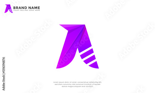 Letter A with purple gradient logo design vector template for all kinds of business