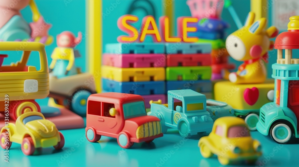 A collection of kids' toys with bright