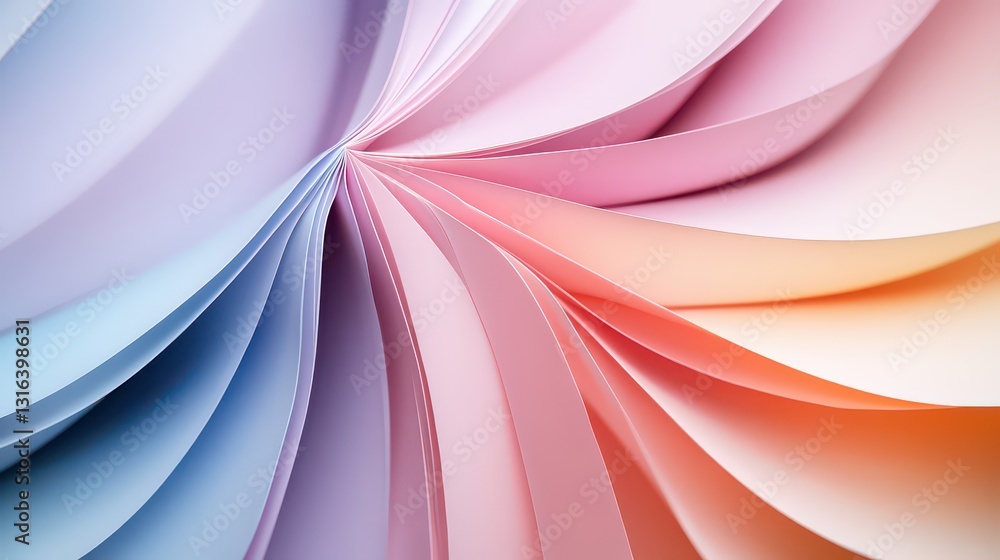 Fototapeta premium Gradient pastel folds and angular layering create a sophisticated, modern aesthetic.