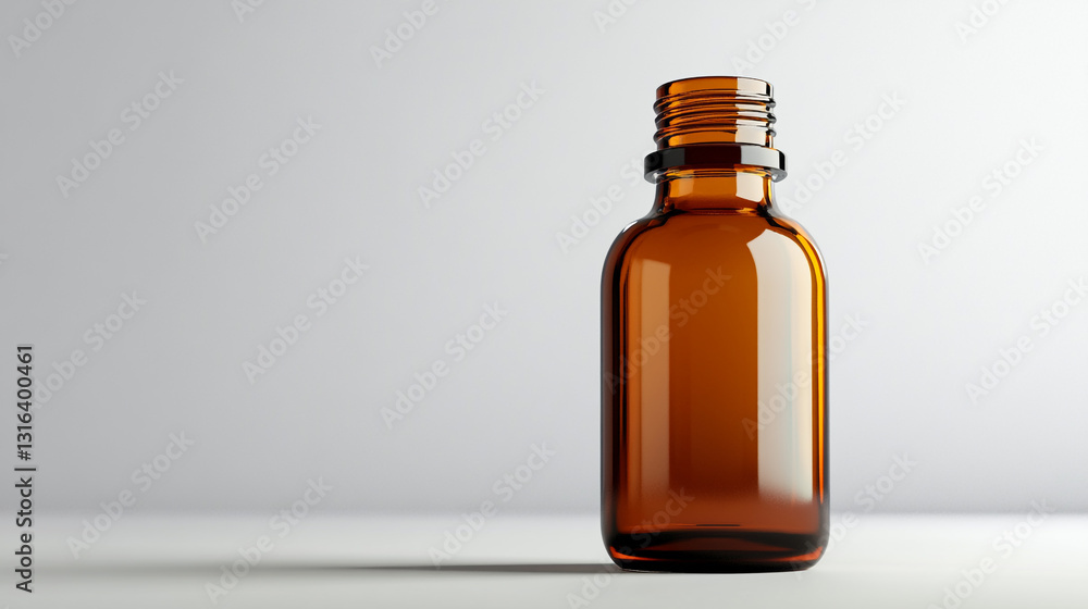 Amber glass bottle mockup on white background perfect for essential oils product presentation branding Amber glass bottle mockup on white background perfect for essential oils product presentation branding