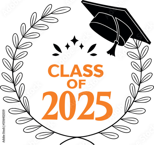 "Class of 2025 Graduation Cap Laurel Wreath Design"