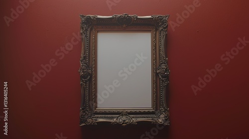 Obraz na płótnie A detailed shot of an empty picture frame with an ornate design, displayed on a solid background. w salonie