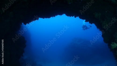 Wallpaper Mural  exploring a cave and coming out of cave cavern underwater ocean scenery blue water   Torontodigital.ca
