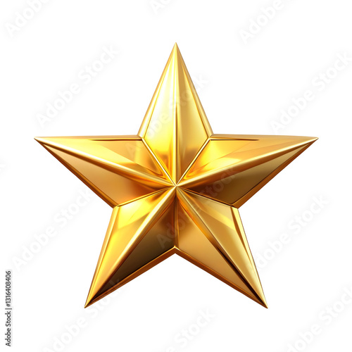 Gold star isolated on white or transparent background