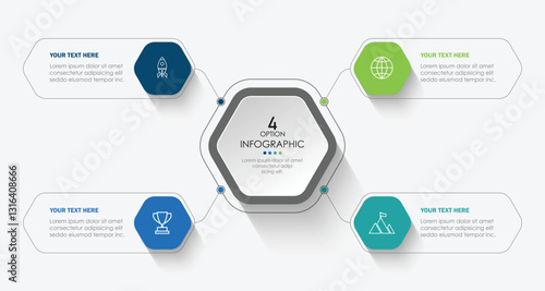 Vector infographic label design with circle infographic template design and 4 options or steps. Can be used for process diagram, presentations, workflow
